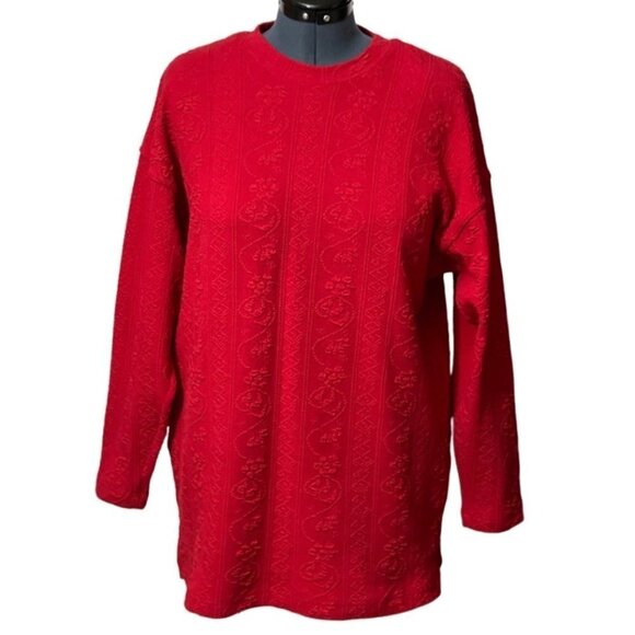 Vintage PAUL HARRIS Pullover Top Women's Large Red Textured Relaxed 90's y2K EUC - Picture 1 of 7